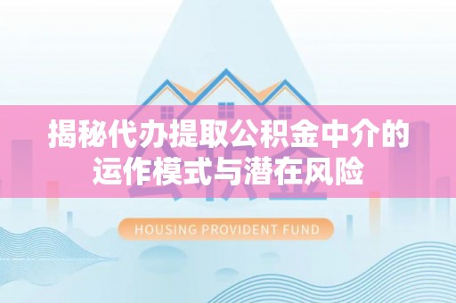 镇原揭秘代办提取公积金中介的运作模式与潜在风险